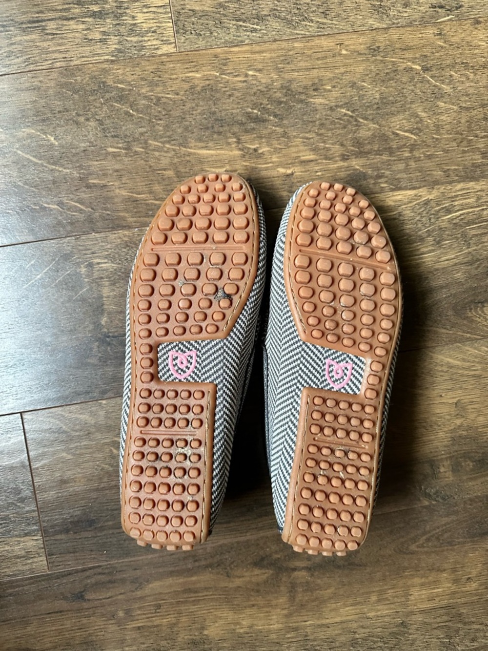 Rothy's Herringbone Penny Loafers in Black & White with Pink Insoles - Picture 4 of 4